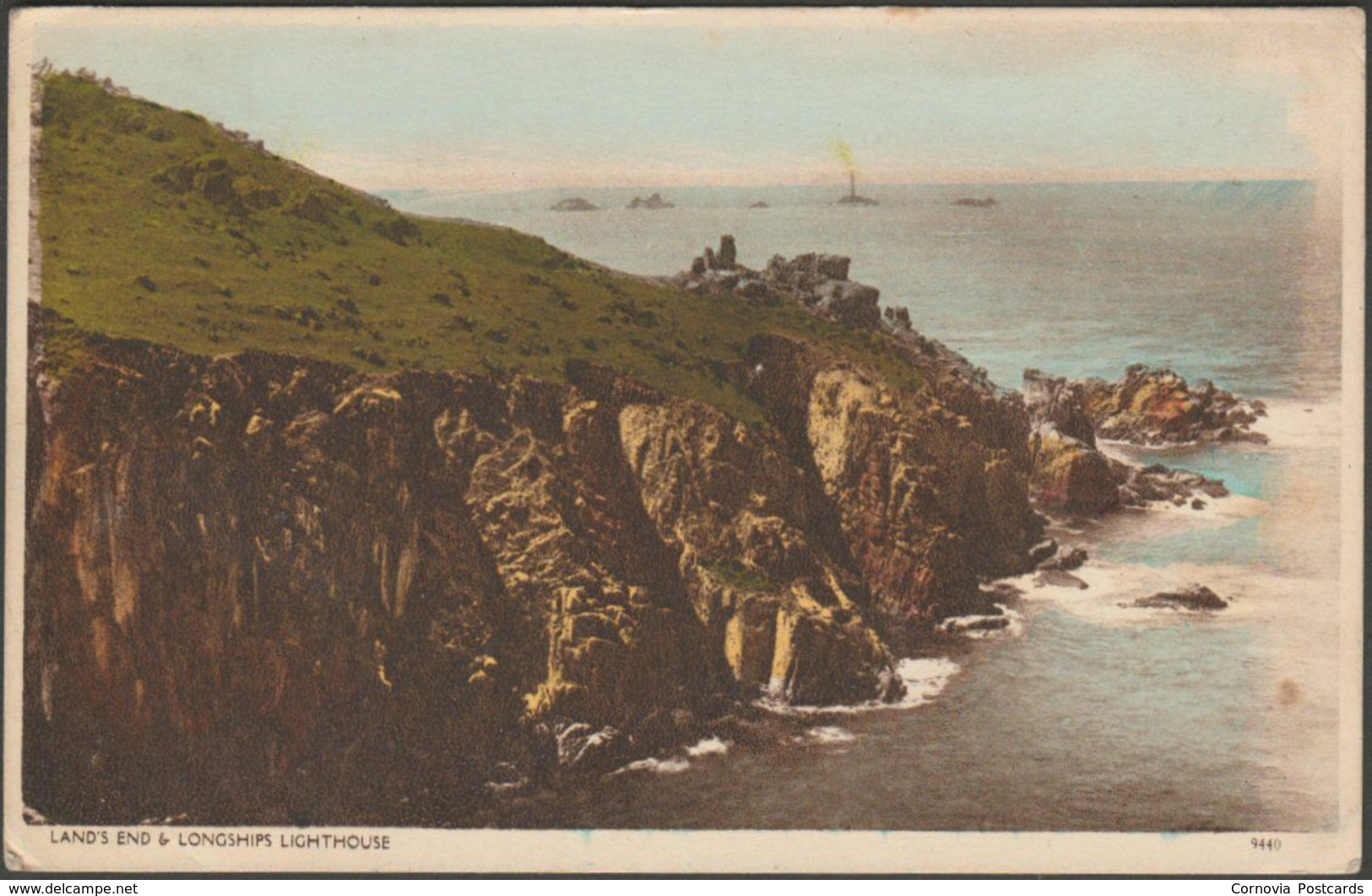 Land's End & Longships Lighthouse, Cornwall, 1948 - Postcard - Land's End