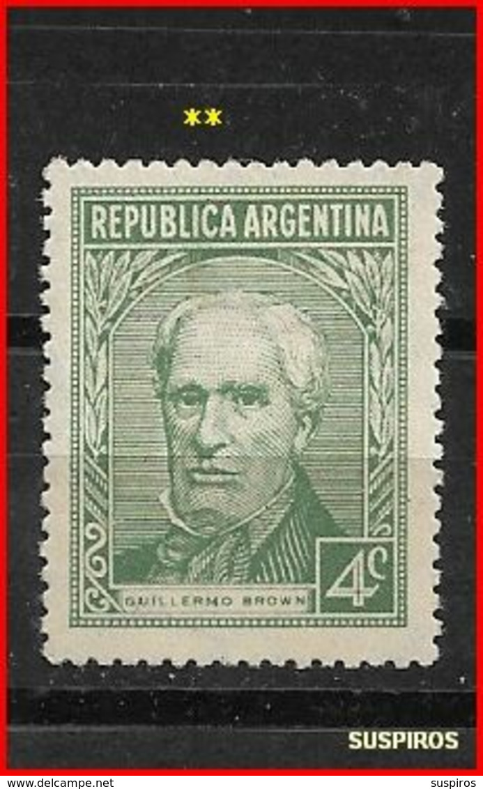 ARGENTINA 1935 Argentini Famosi       GUILLERMO BROWN MINT  GJ  743 ** - Unused Stamps