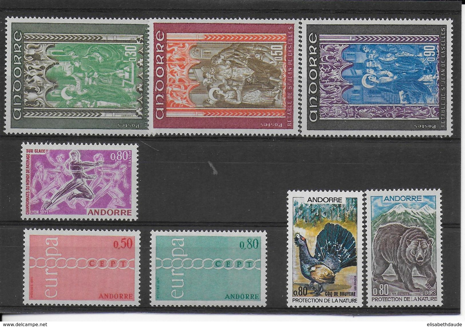 ANDORRE - ANNEE COMPLETE 1971 YVERT N° 209/216 ** MNH - COTE = 68 EUR. - - Années Complètes