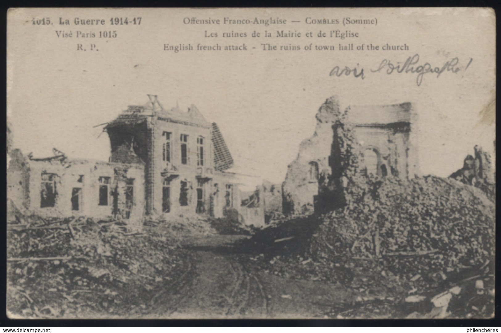 CPA - (80) Offensive Franco-Anglaise - Combles - Les Ruines De La Mairie Et De L'Eglise - Combles
