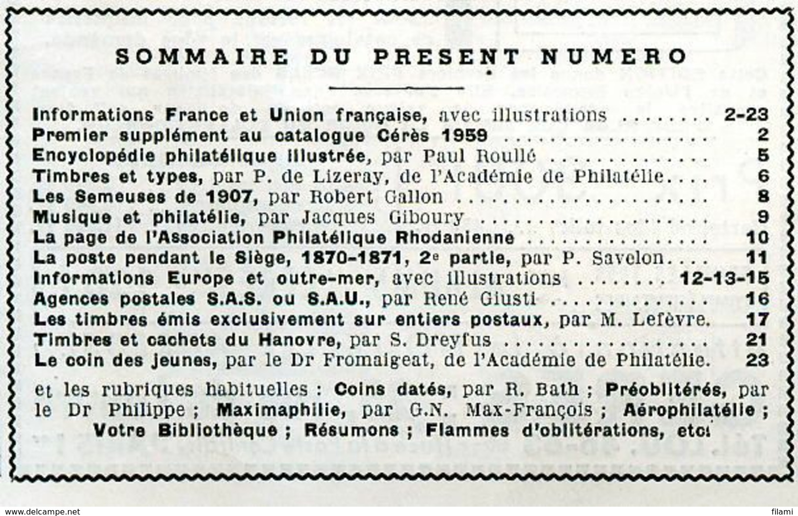 Le Monde Des Philateliste 1958 Octobre,Semeuse 1907,siége De Paris,Algerie Agences Postales SAS ,SAU,entiers,Hanovre - French (from 1941)