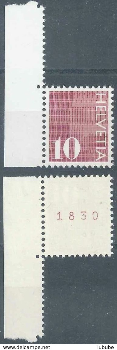 Rollenmarke 483RI, 10 Rp.rotbraun  (K-Nr./mit Bogenrand)           1970 - Francobolli In Bobina