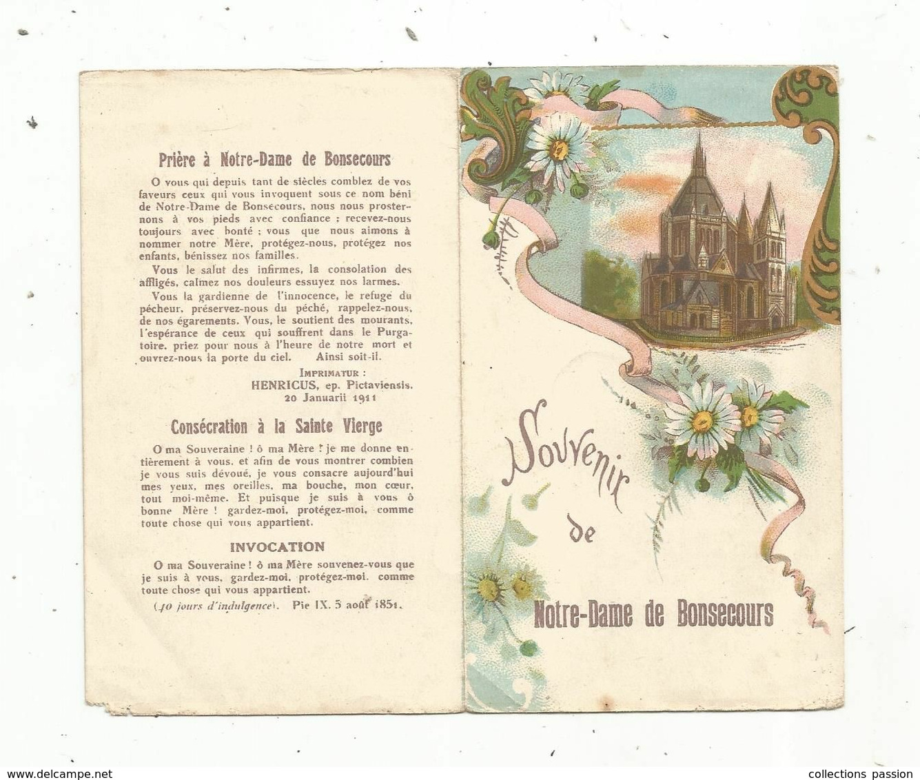 Image Religieuse , Pieuse , 4 Pages , Souvenir De Notre Dame De Bonsecours - Images Religieuses