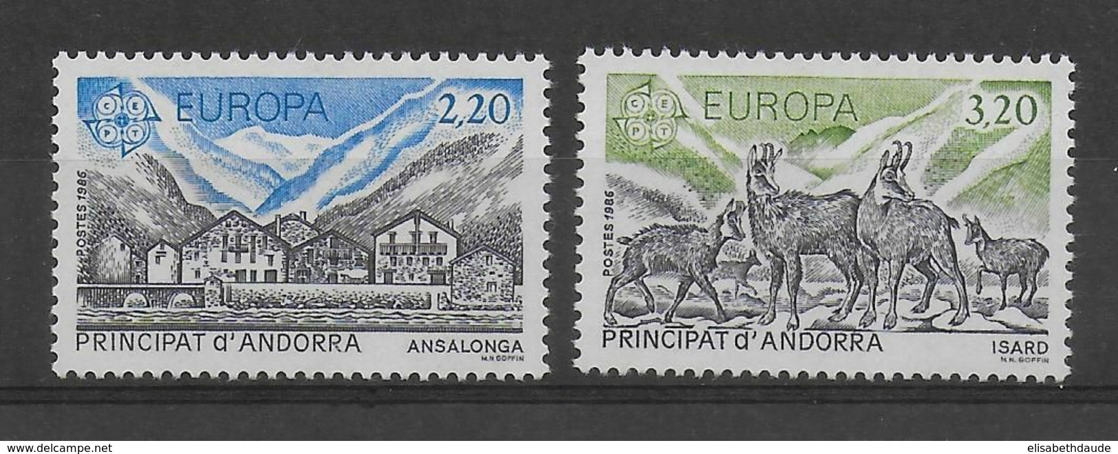 ANDORRE - EUROPA 1986 YVERT N° 348/349 ** MNH - COTE = 9 EUR. - NATURE / ANIMAUX - Ungebraucht