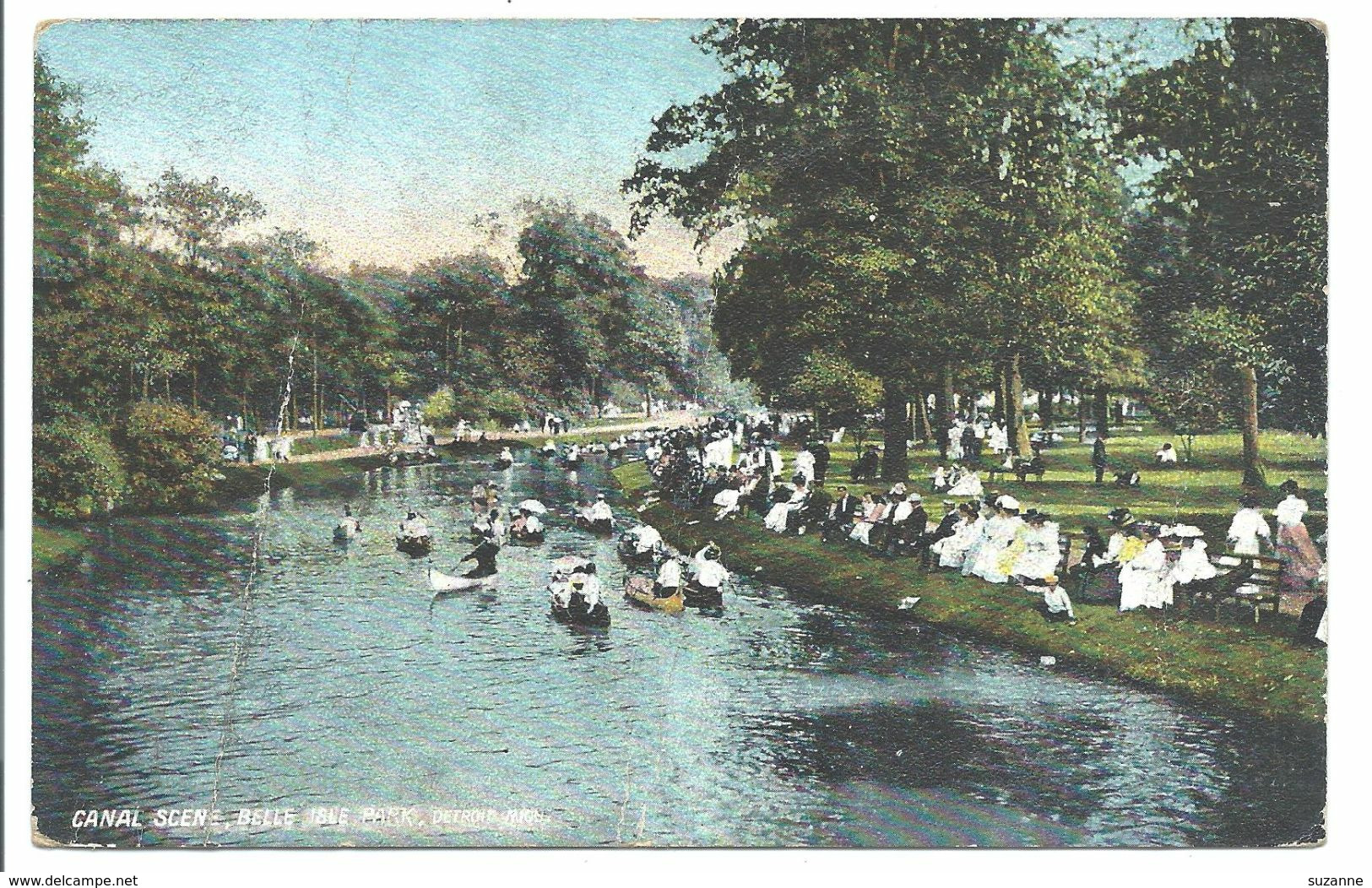 DETROIT - Canal Belle Isle Park - Old Postcard - Detroit