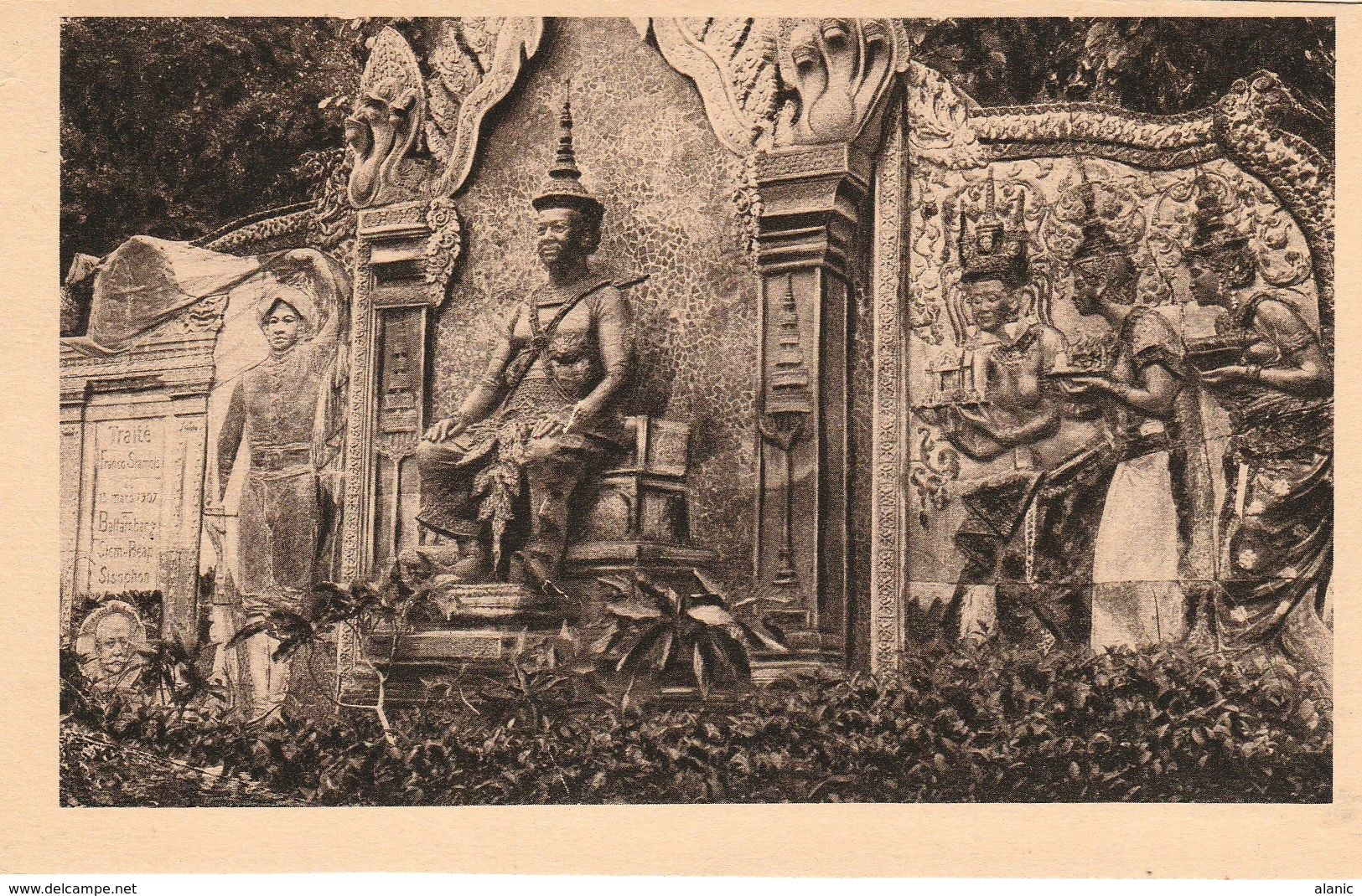 CAMBODGE BAS-RELIEF AU BAS DU PNOM DE S. A. R. NORODOM NON CIRCULEE - Camboya