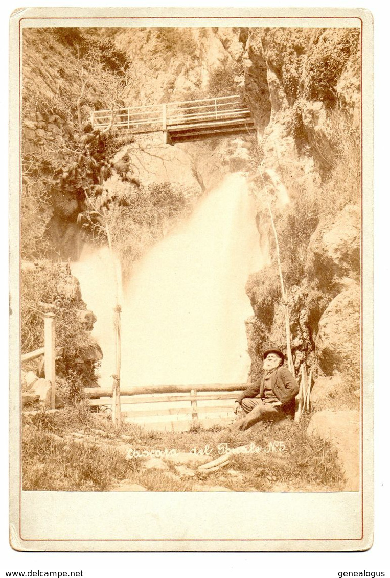 Italy Trento - Cascata Del Ponale - Riva Del Garda ~1896 Augusto Baroni Cabinet Photo - Ancianas (antes De 1900)