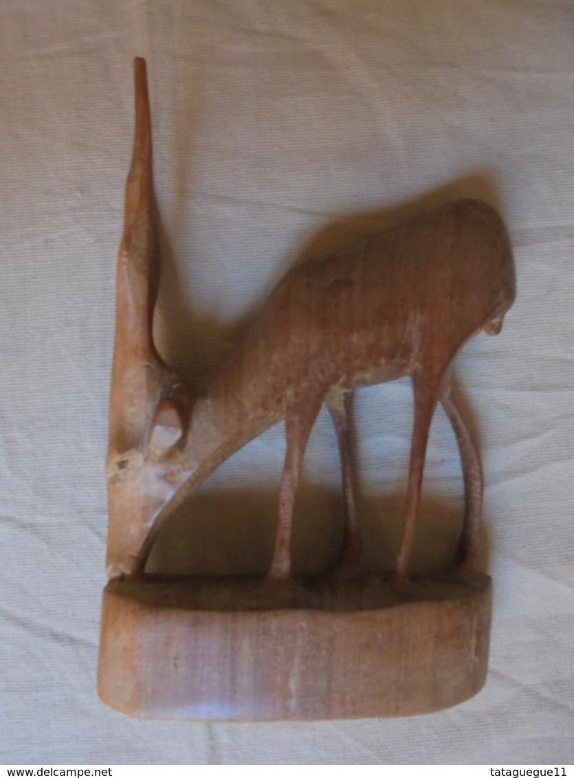 Vintage - Statuette En Bois D'olivier - Antilope Saïga - Tiere