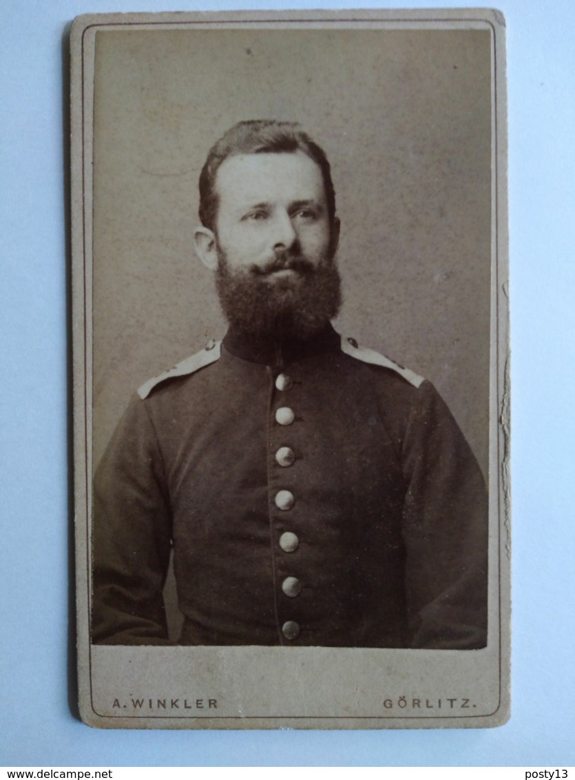 Photo CDV Militaire Allemand - Superbe Barbe - Photo Winkler GORLITZ TBETBE - Krieg, Militär