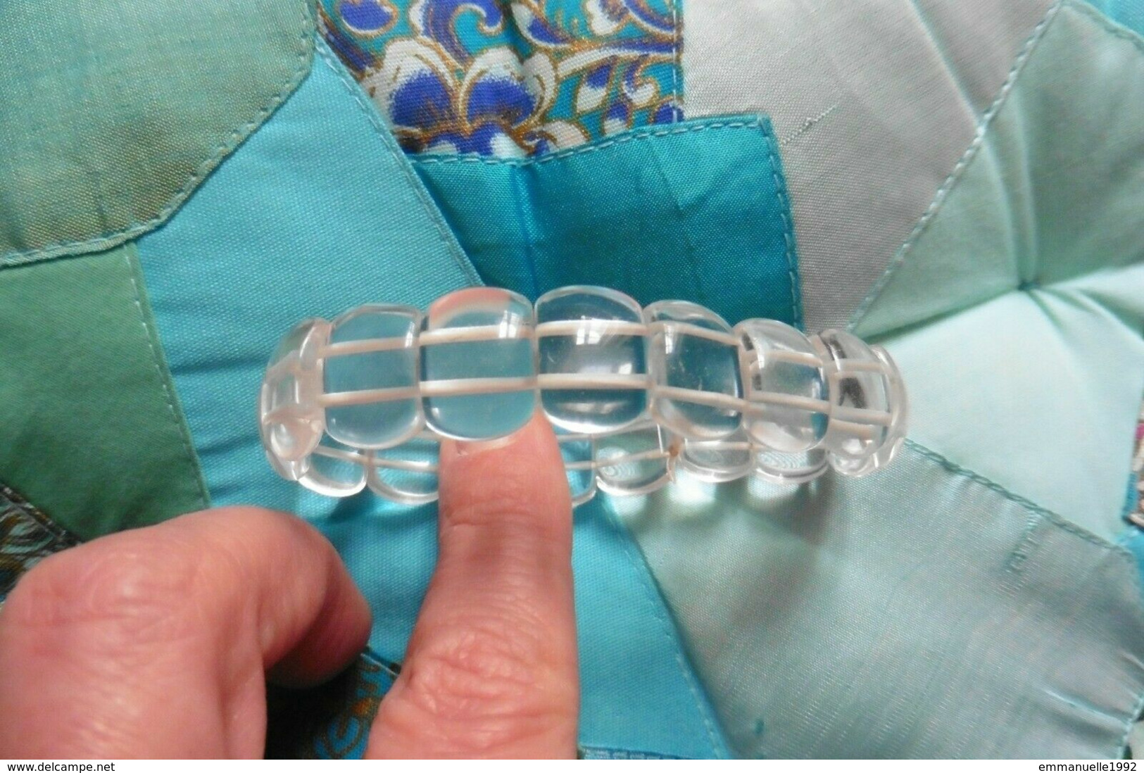 Bracelet élastiqué En Pierres Perles Plates De Cristal De Roche Transparent - Taille Unique - Armbanden