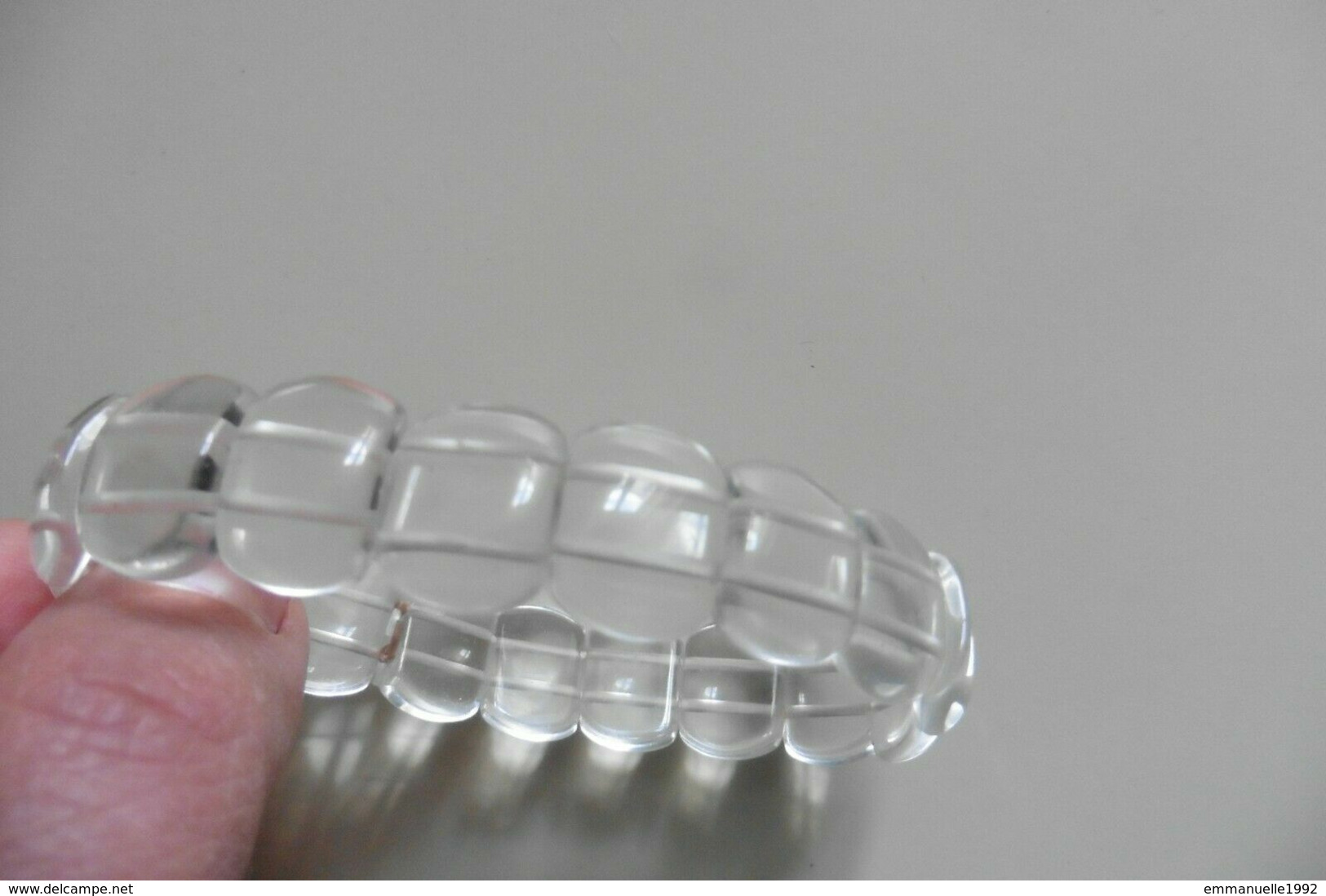 Bracelet élastiqué En Pierres Perles Plates De Cristal De Roche Transparent - Taille Unique - Armbänder