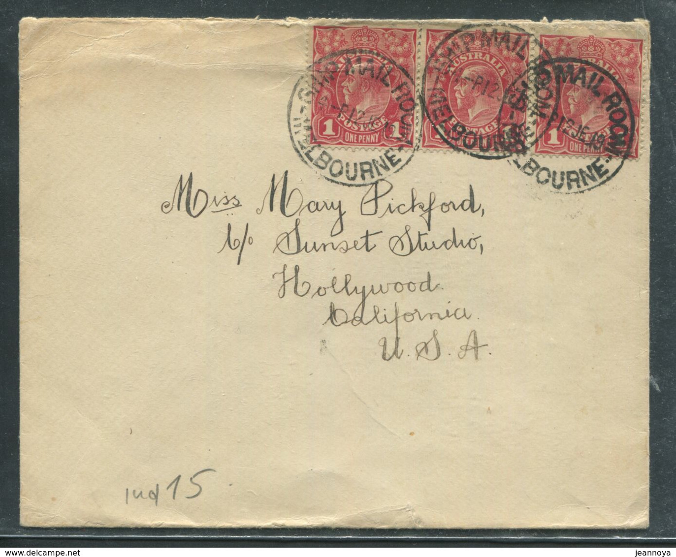 AUSTRALIE - N° 20 (3) / LETTRE OBL. " SHIP MAIL ROOM / MELBOURNE LE 12/6/1919 " POUR USA - TB - Covers & Documents