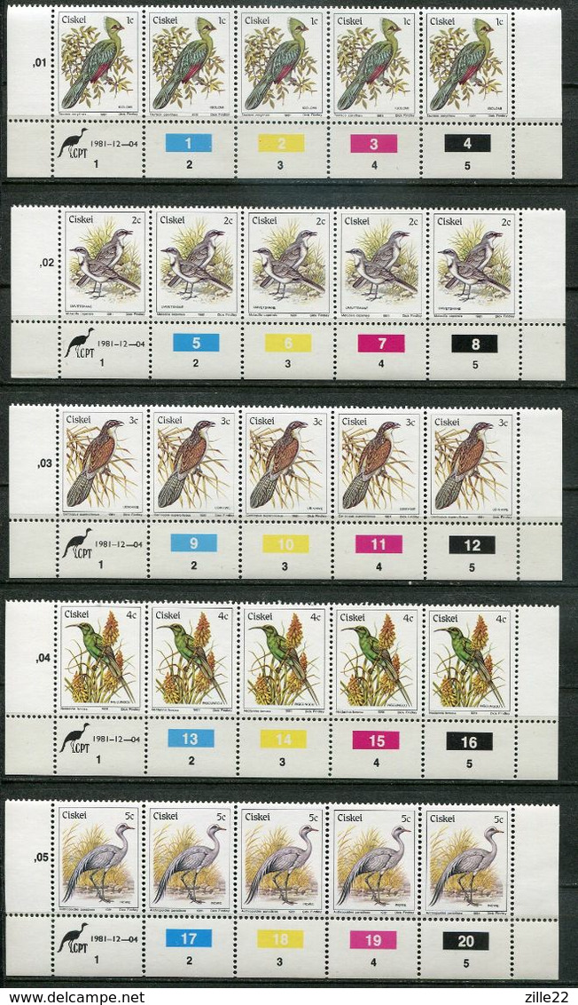 Ciskei Mi# 5-21 Zylinderstreifen Postfrisch/MNH Controls - Fauna Birds - Transkei