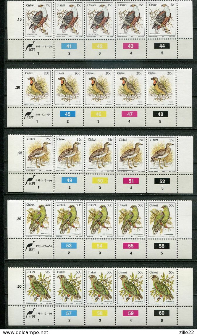 Ciskei Mi# 5-21 Zylinderstreifen Postfrisch/MNH Controls - Fauna Birds - Transkei