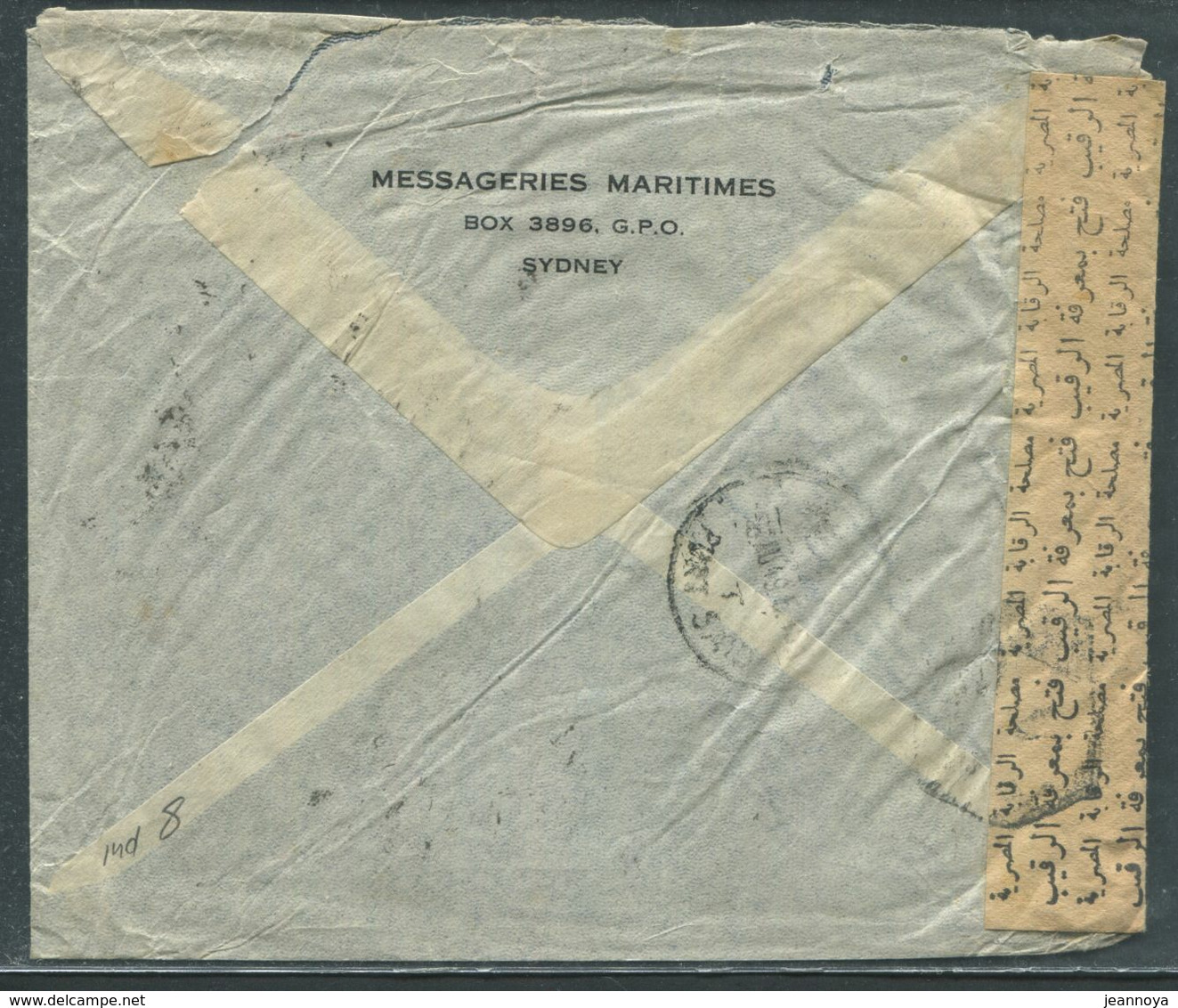 AUSTRALIE - N° 116 &118 / LETTRE AVION DE DYDNEY LE 26/8/1949 POUR L'EGYPTE AVEC CENSURE - B - Other & Unclassified