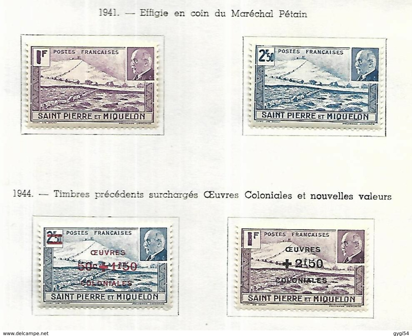 Saint Pierre Et Miquelon 1941 - 44    CAT YT   N°  210, 211, 312, 313    N*    MLH  Fraîcheur Postale - Andere & Zonder Classificatie