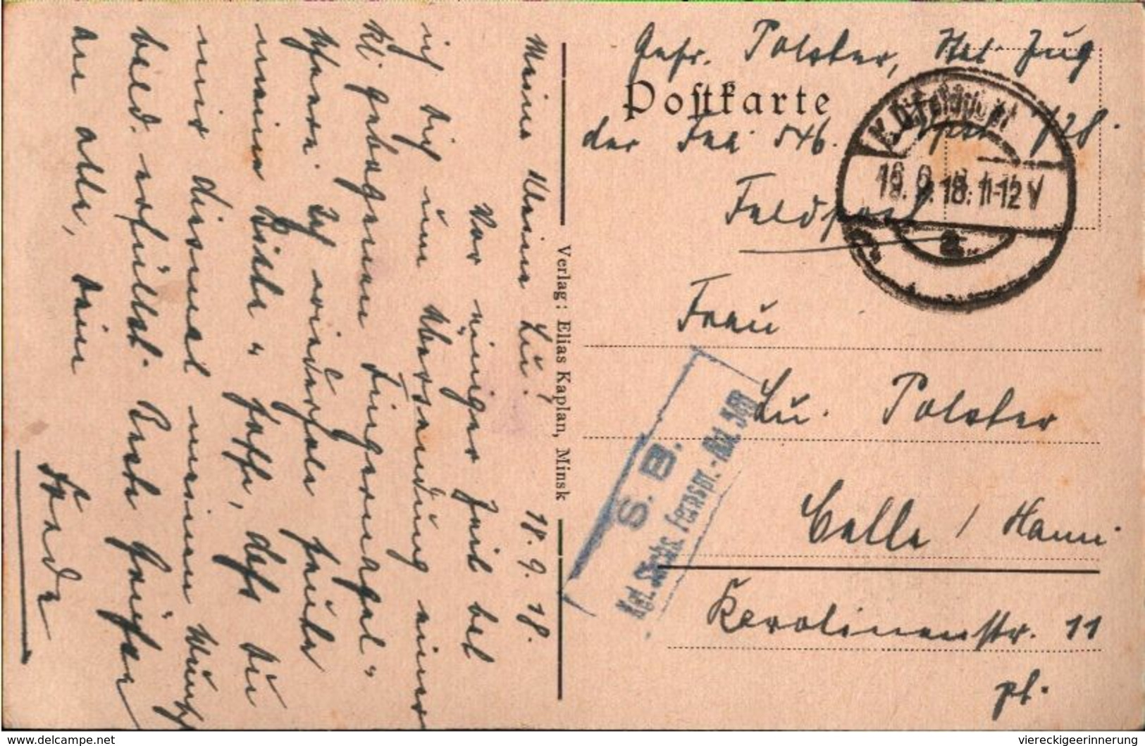 ! 1918 Alte Ansichtskarte Aus Minsk , Feldpost - Belarus