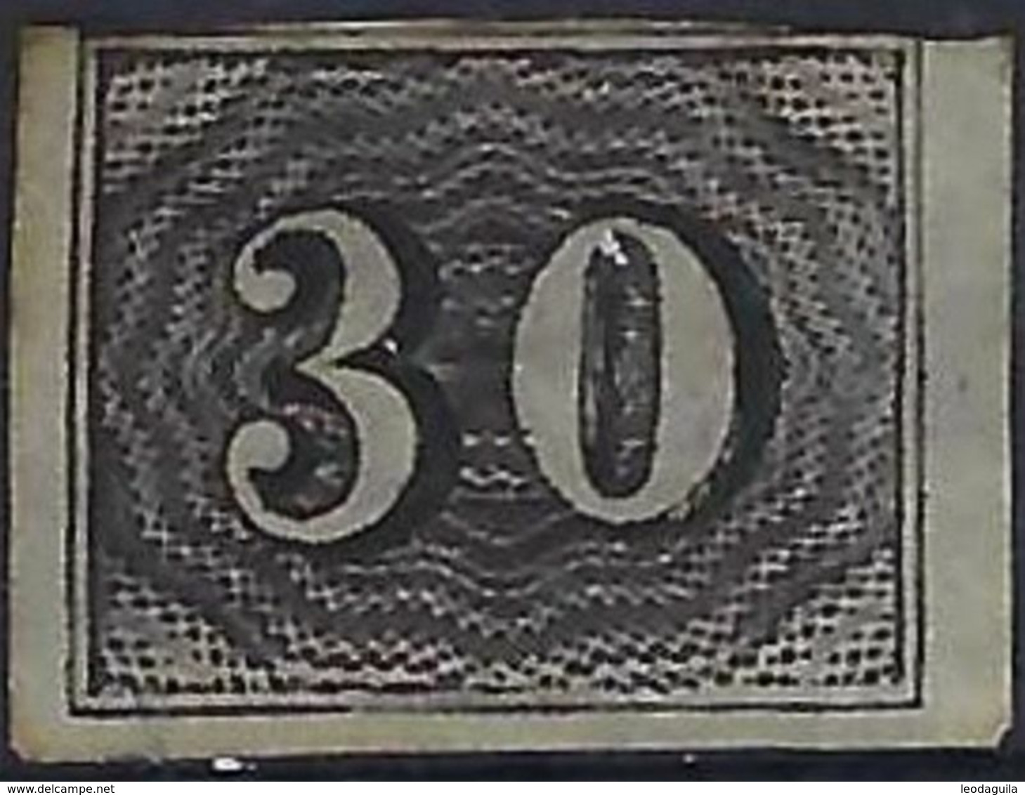 BRAZIL #  013  -  BRAZIL EMPIRE  -  " VERTICAIS "  30 RÉIS  BLACK - 1850 - Unused Stamps