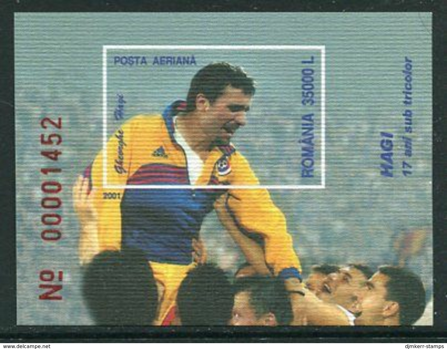 ROMANIA 2001 Georghe Hagi Retirement Block MNH / **.  Michel Block 317 - Unused Stamps