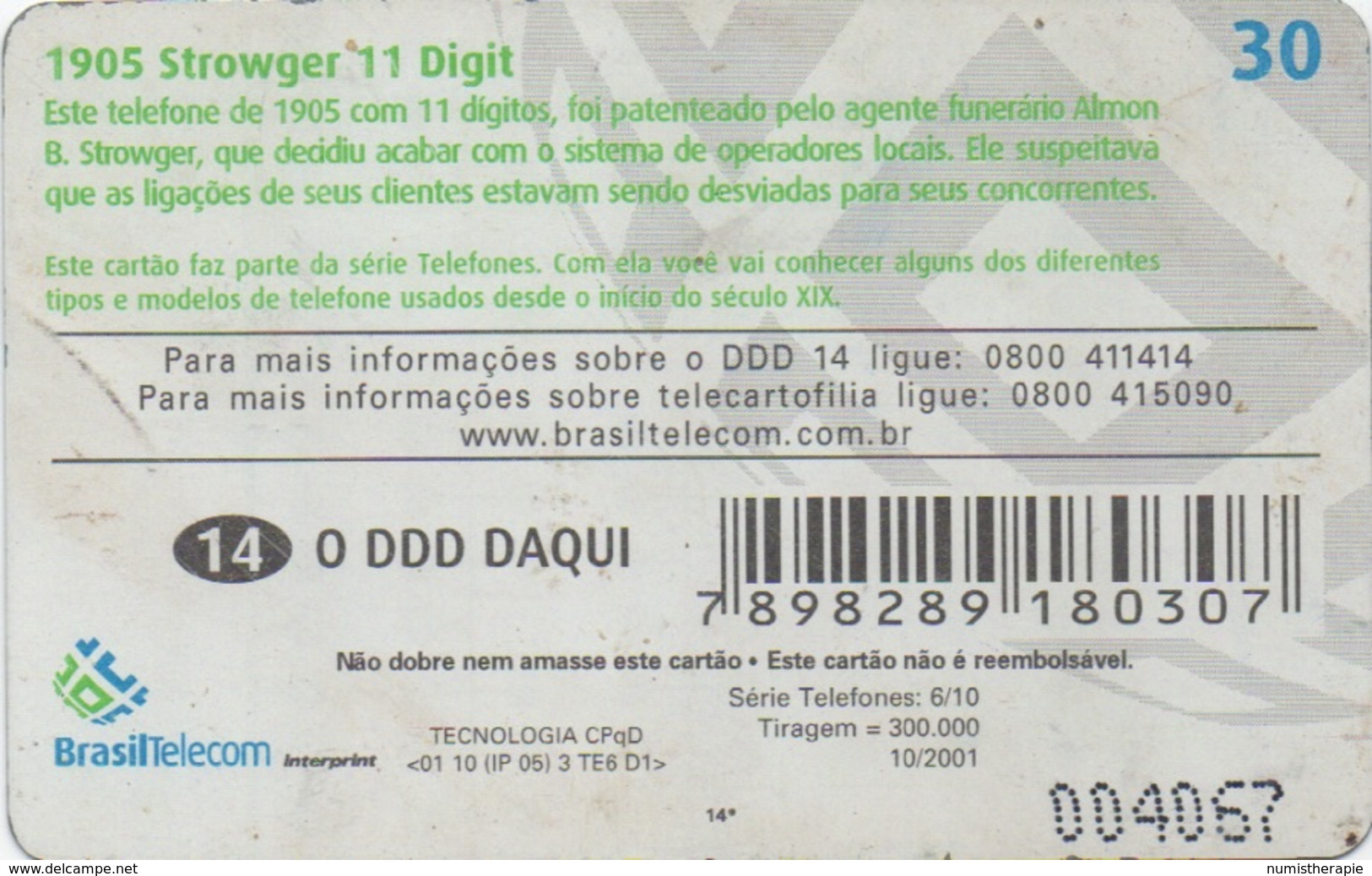 Brésil : 1905 Strowger 11 Digit - Telefoni
