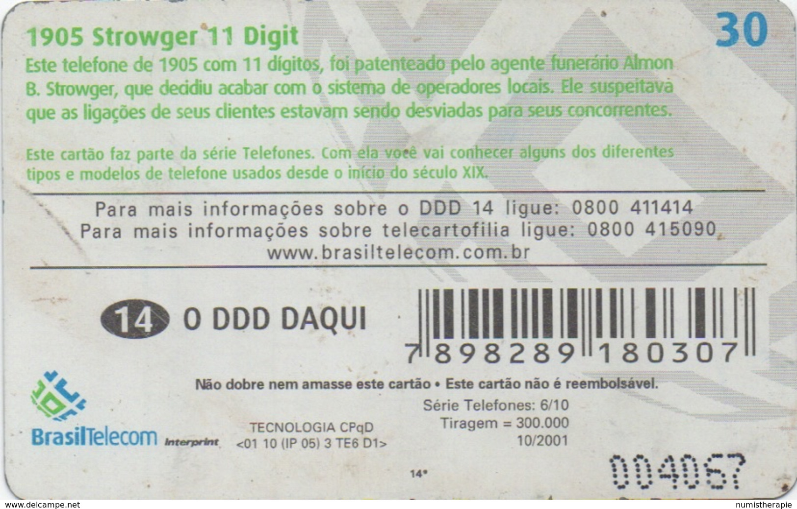 Brésil : 1905 Strowger 11 Digit - Téléphones