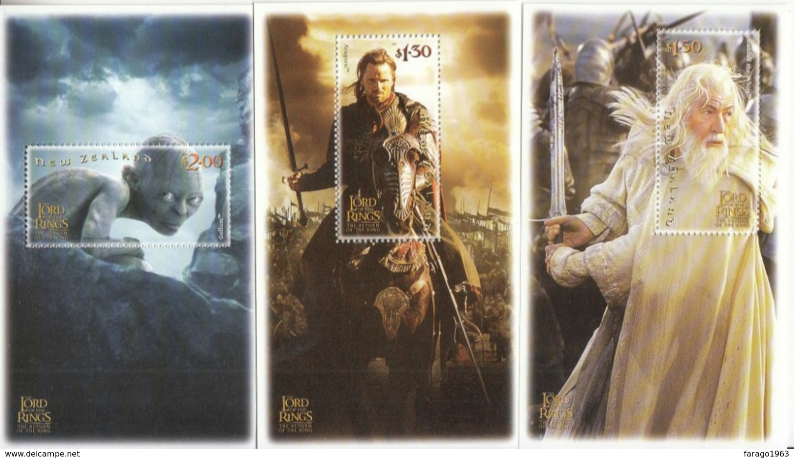 2003 New Zealand Lord Of The Rings Movie Film Cpl Set Of 6 Souvenir Sheets MNH - Nuevos