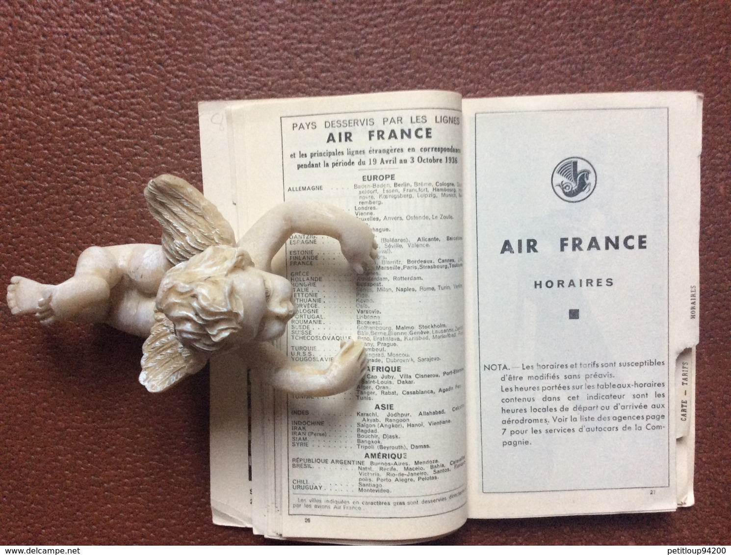 INDICATEUR GENERAL AIR FRANCE  France et Colonies  PRINTEMPS-ETE 1936  19 Avril-3 Octobre