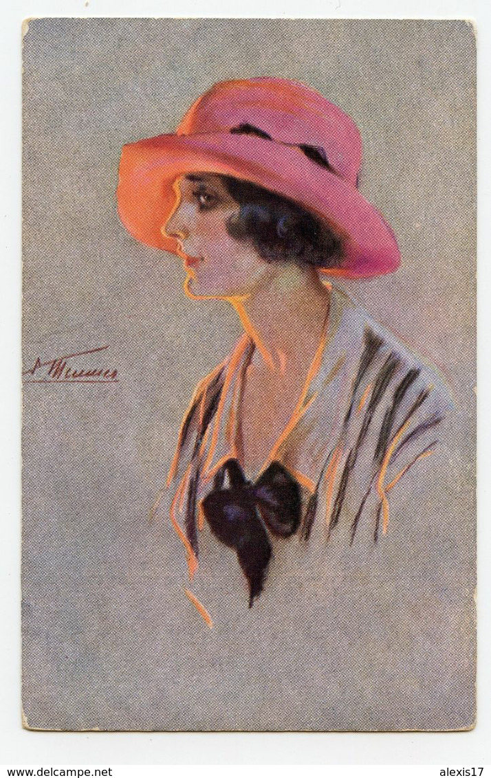 Minois De Parisienne N° 1 Par Suzanne Meunier.jeune Fille à Chapeau Rose - Meunier, S.