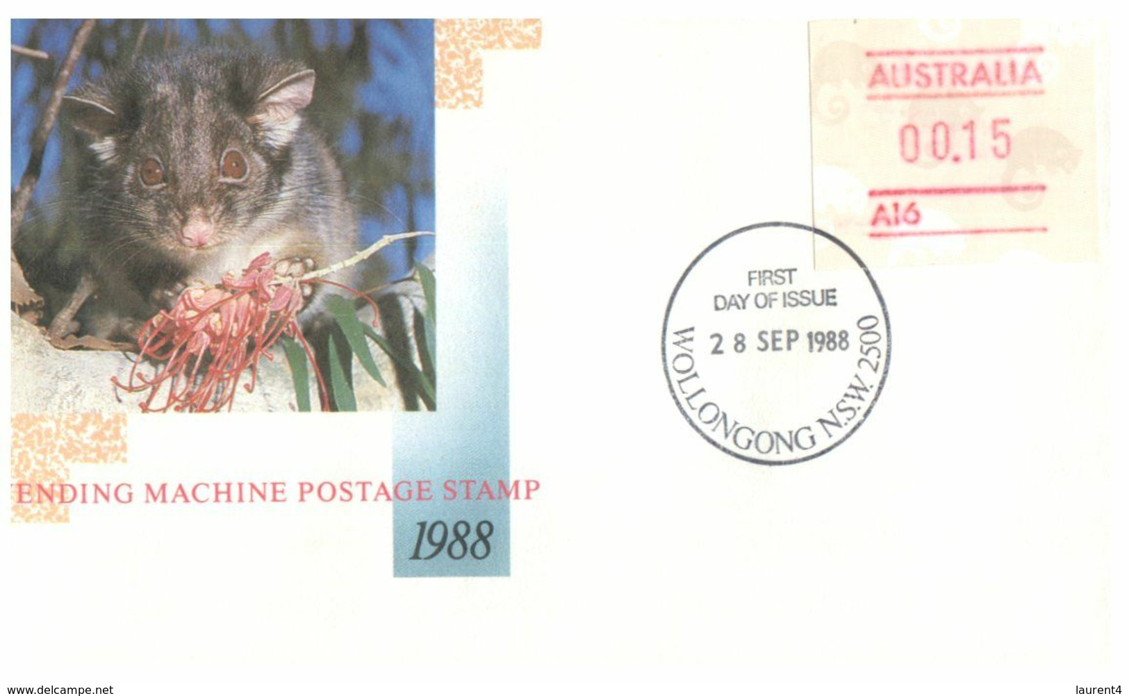 (O 7) Australia (5 Covers) Vending Machine Postage Stamp 1988 (value 0.15 To 0,19 Cents) Possum - Autres & Non Classés