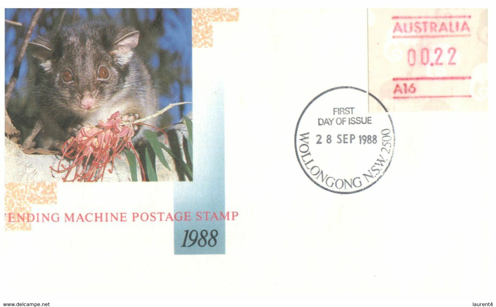 (O 7) Australia (5 Covers) Vending Machine Postage Stamp 1988 (value 0.20 To 0,24 Cents) Possum - Sonstige & Ohne Zuordnung