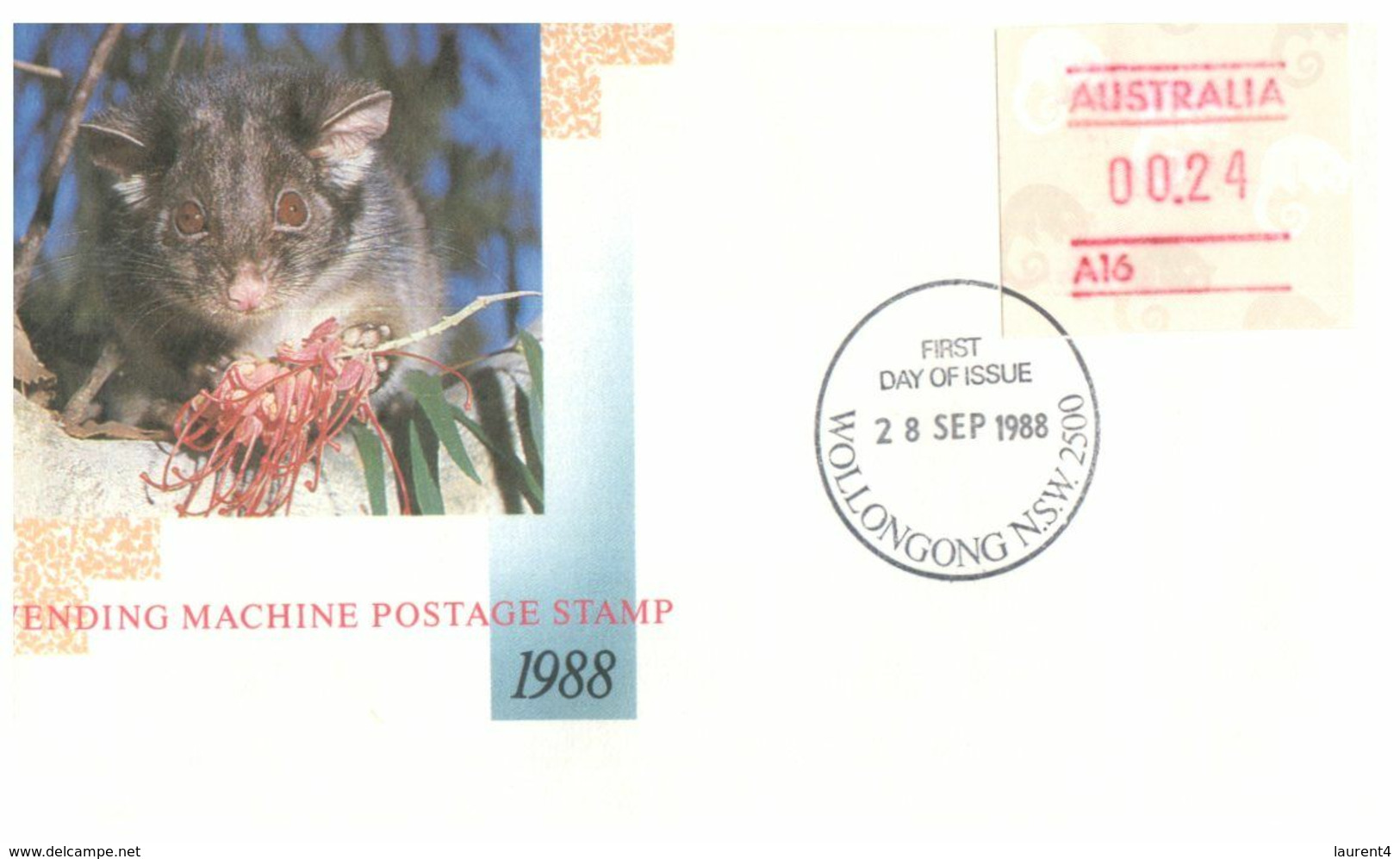 (O 7) Australia (5 Covers) Vending Machine Postage Stamp 1988 (value 0.20 To 0,24 Cents) Possum - Other & Unclassified