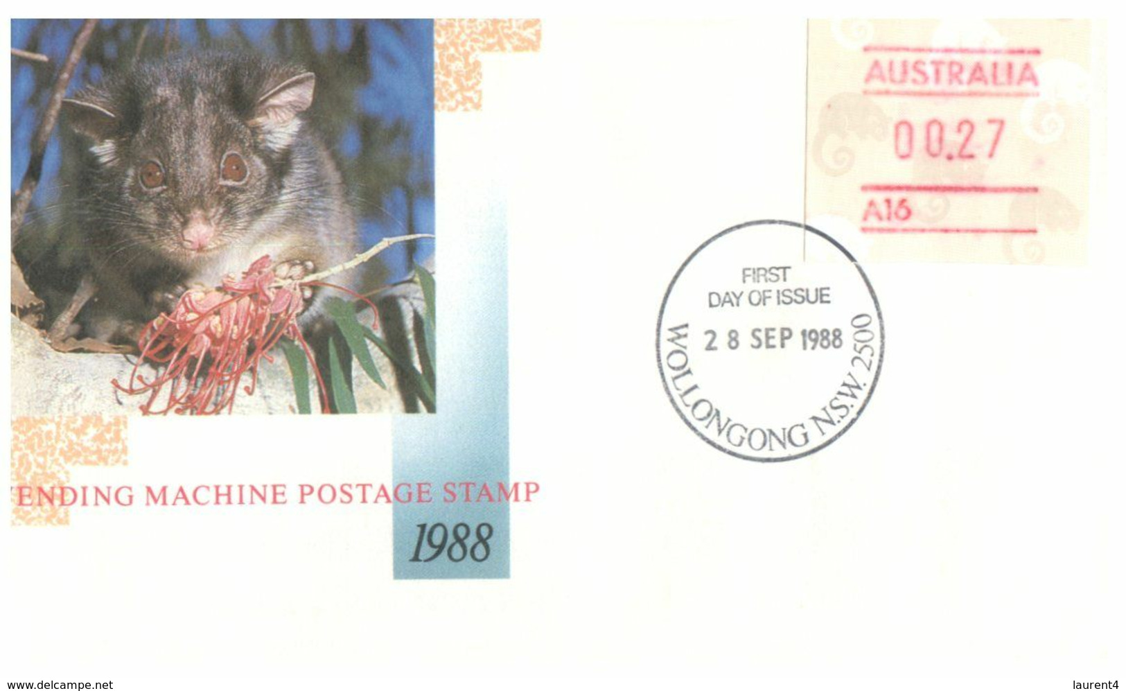 (O 7) Australia (5 Covers) Vending Machine Postage Stamp 1988 (value 0.25 To 0,29 Cents) Possum - Other & Unclassified