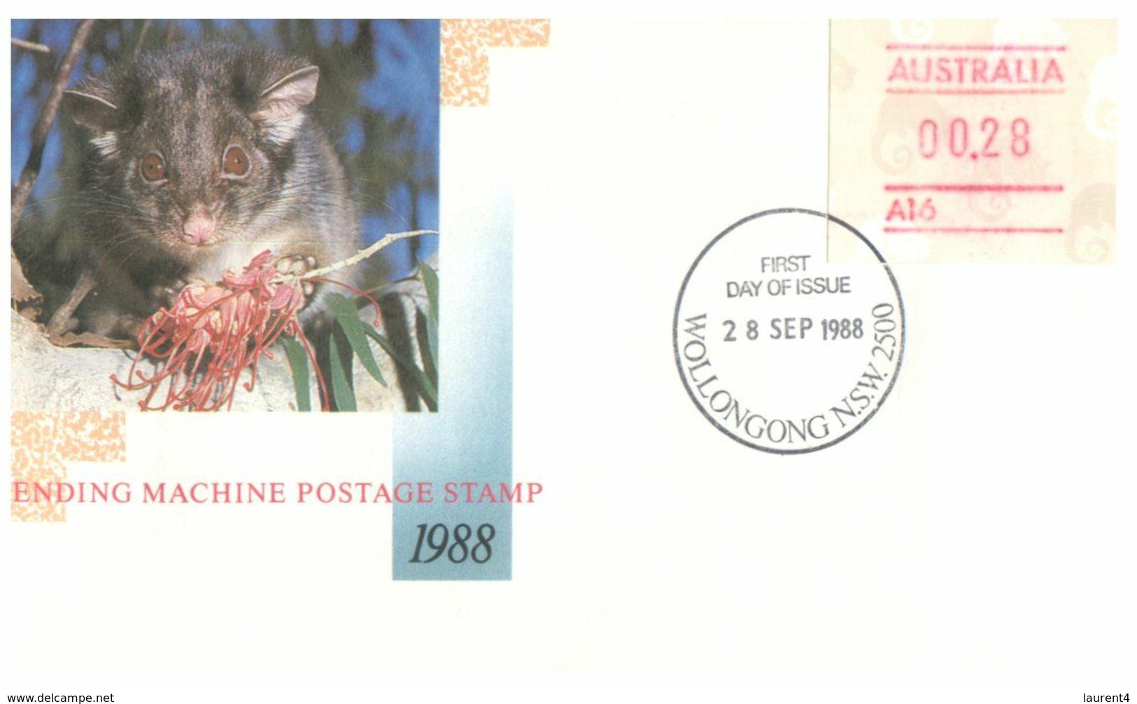 (O 7) Australia (5 Covers) Vending Machine Postage Stamp 1988 (value 0.25 To 0,29 Cents) Possum - Sonstige & Ohne Zuordnung