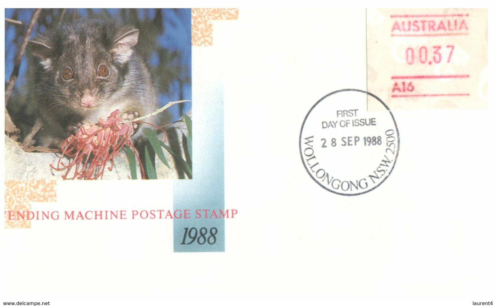 (O 7) Australia (5 Covers) Vending Machine Postage Stamp 1988 (value 0.35 To 0,39 Cents) Possum - Otros & Sin Clasificación