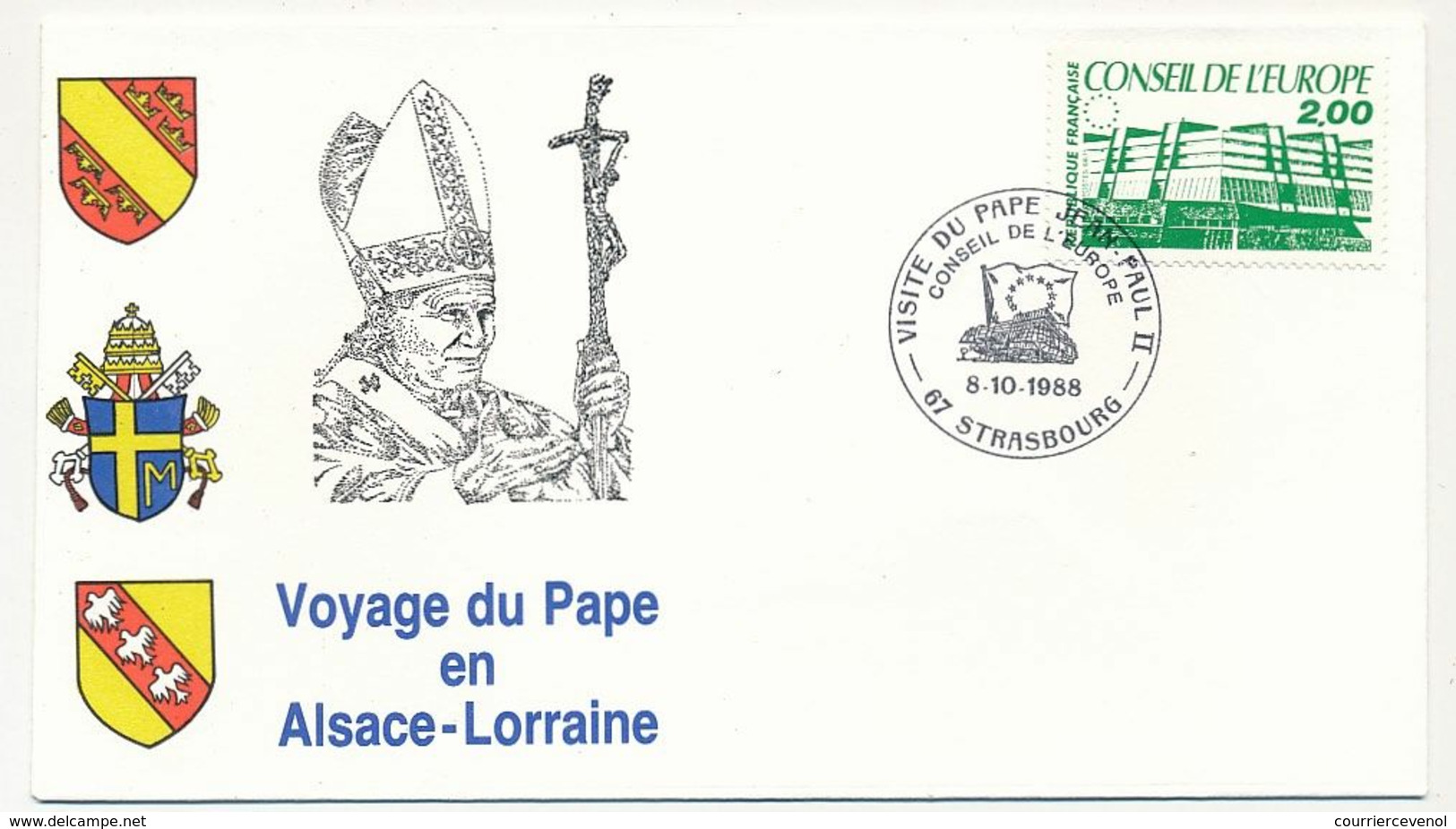 FRANCE - 7 Enveloppes Voyage Du Pape En Alsace Lorraine 1988 + VATICAN - 1 Env Idem - Christianity
