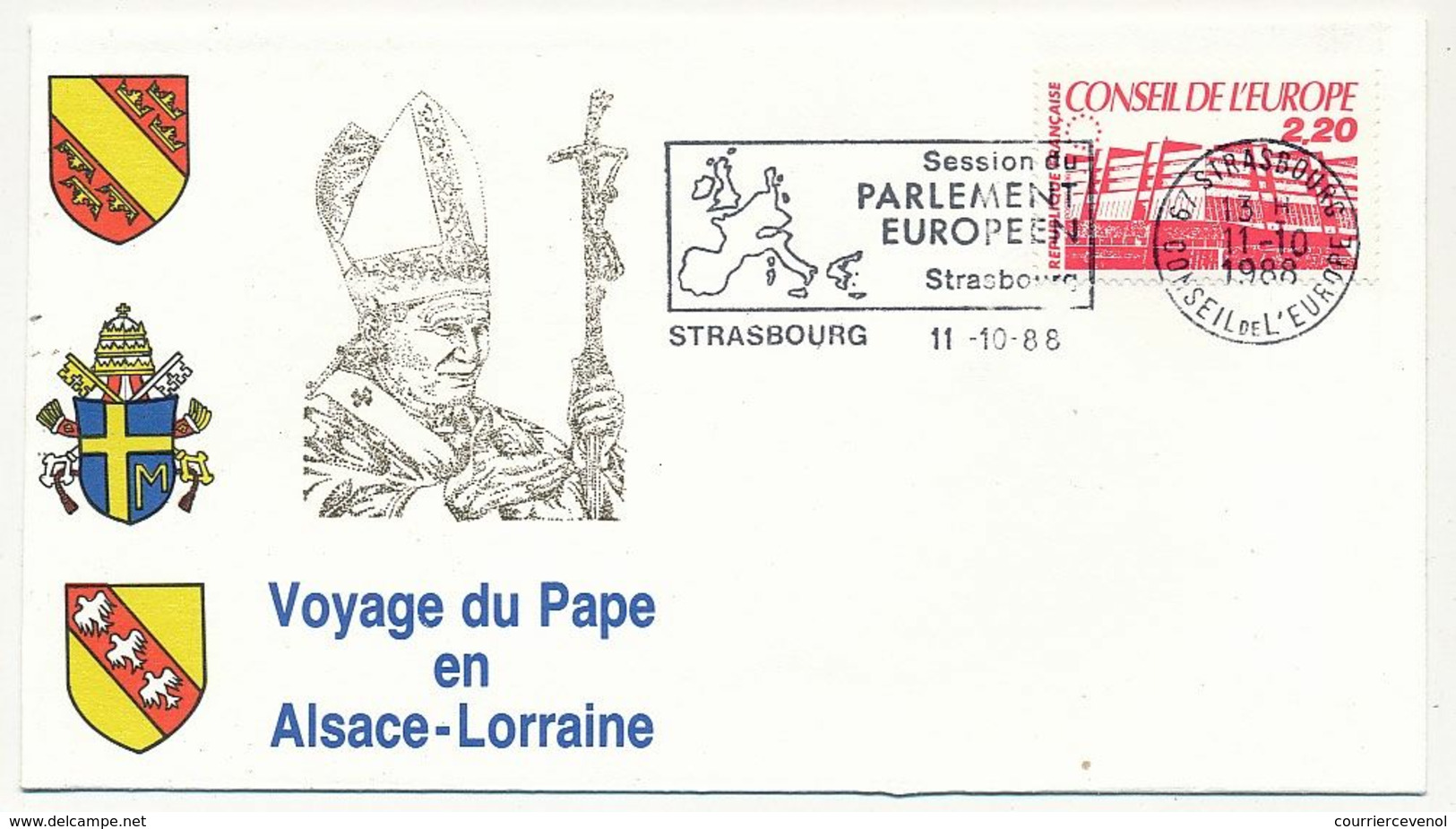 FRANCE - 7 Enveloppes Voyage Du Pape En Alsace Lorraine 1988 + VATICAN - 1 Env Idem - Christianisme