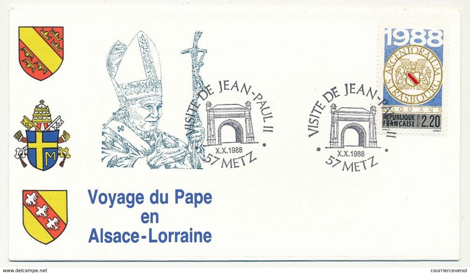 FRANCE - 7 Enveloppes Voyage Du Pape En Alsace Lorraine 1988 + VATICAN - 1 Env Idem - Christianisme