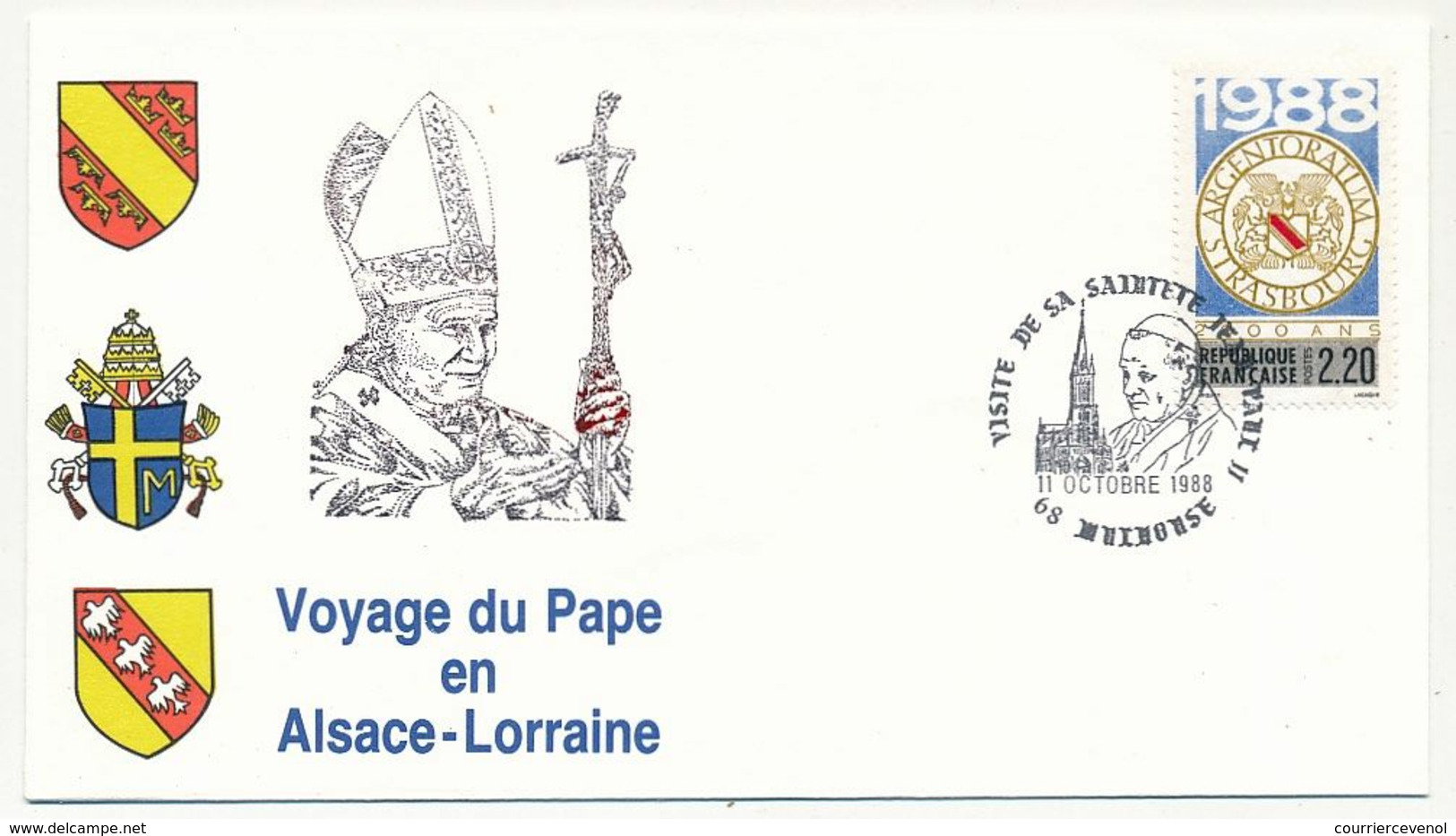 FRANCE - 7 Enveloppes Voyage Du Pape En Alsace Lorraine 1988 + VATICAN - 1 Env Idem - Christendom