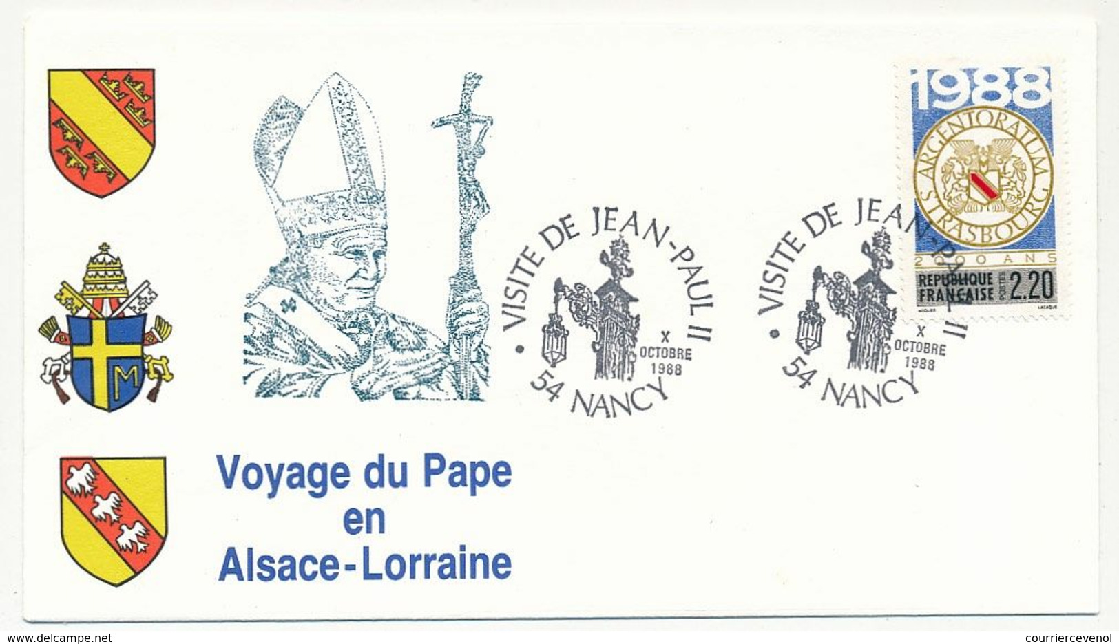 FRANCE - 7 enveloppes Voyage du Pape en Alsace Lorraine 1988 + VATICAN - 1 env idem