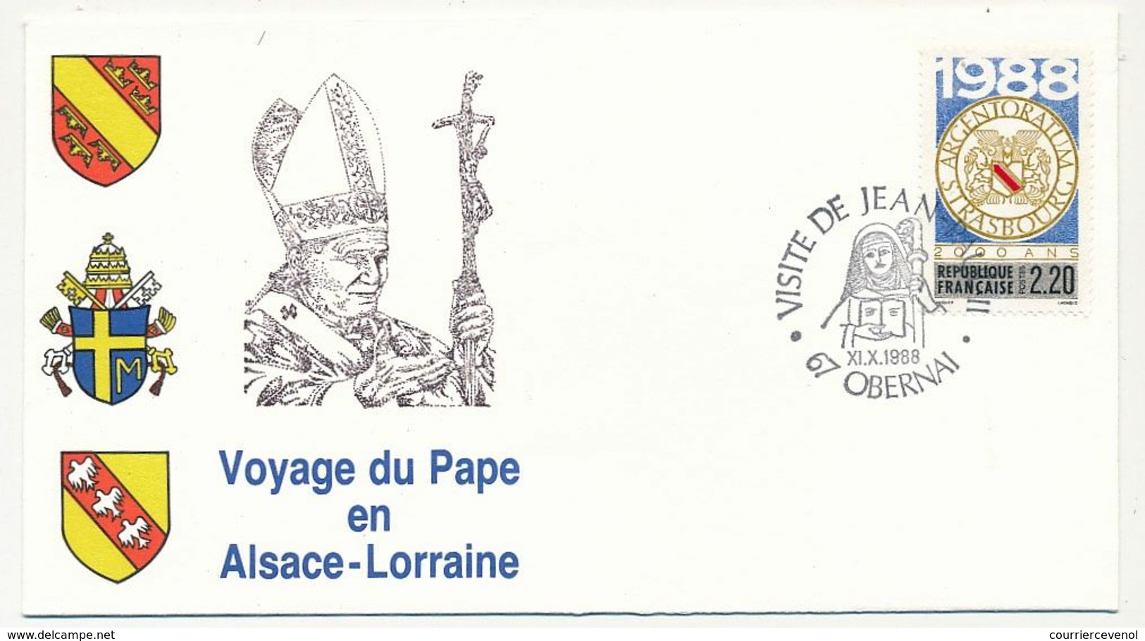 FRANCE - 7 enveloppes Voyage du Pape en Alsace Lorraine 1988 + VATICAN - 1 env idem