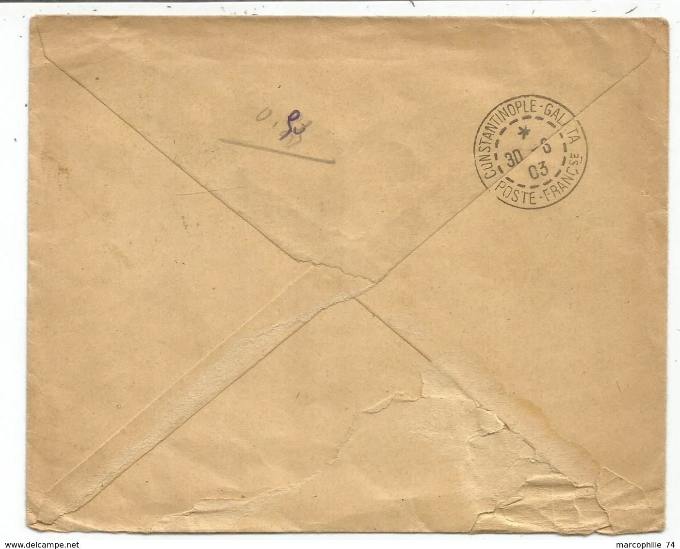 LEVANT 25C 1 PIASTRE LETTRE COVER ENTETE POSTES FRANCAISES STATIONS DU LEVANT BUREAU DE SMYRNE 27 JUIN 1903 TURQUIE - Brieven En Documenten