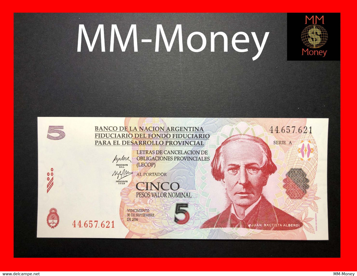 ARGENTINA 5 Pesos 2001 P. S NL Banco De La Nacion  "LECOP"   UNC   [MM.Money] - Argentina