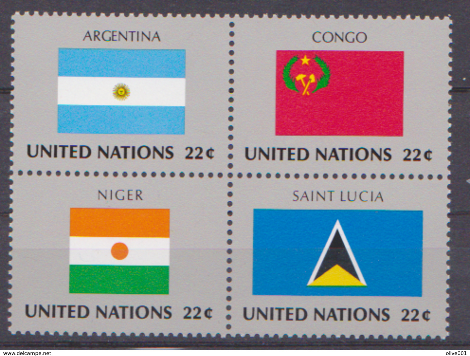 Drapeaux N° VIII Bloc De Quatre Argentine, Congo, Niger, St. Lucie, Bloc De 4 Tp 1987 MNH ** Cote 5,00 € - Autres & Non Classés