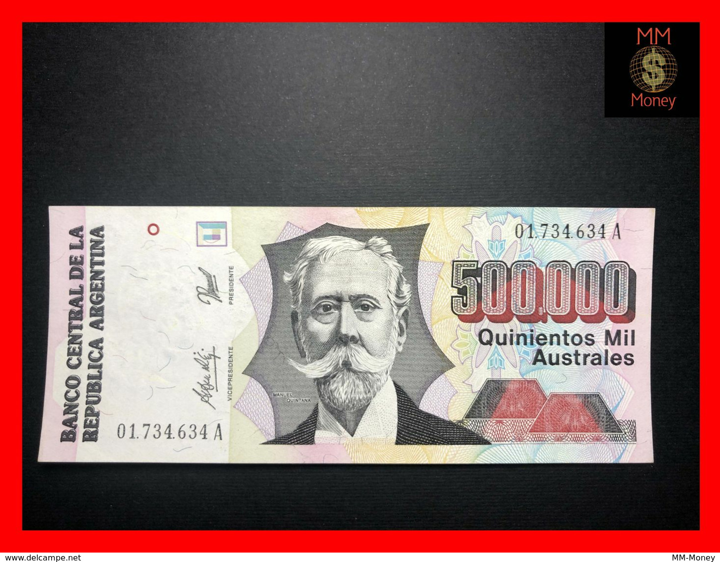 ARGENTINA 500.000 500000 Australes  1991  P. 338  Serie A  XF   [MM-Money] - Argentina