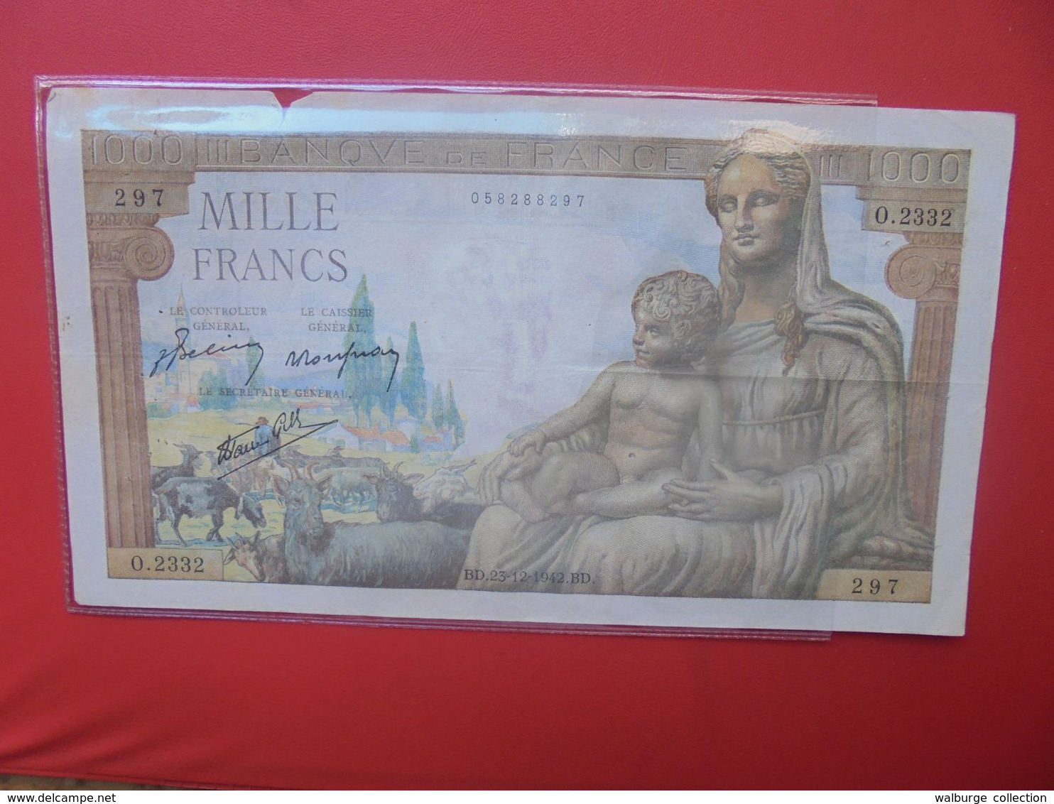 FRANCE 1000 FRANCS 1942 CIRCULER - 1 000 F 1940-1944 ''Commerce Et Industrie''