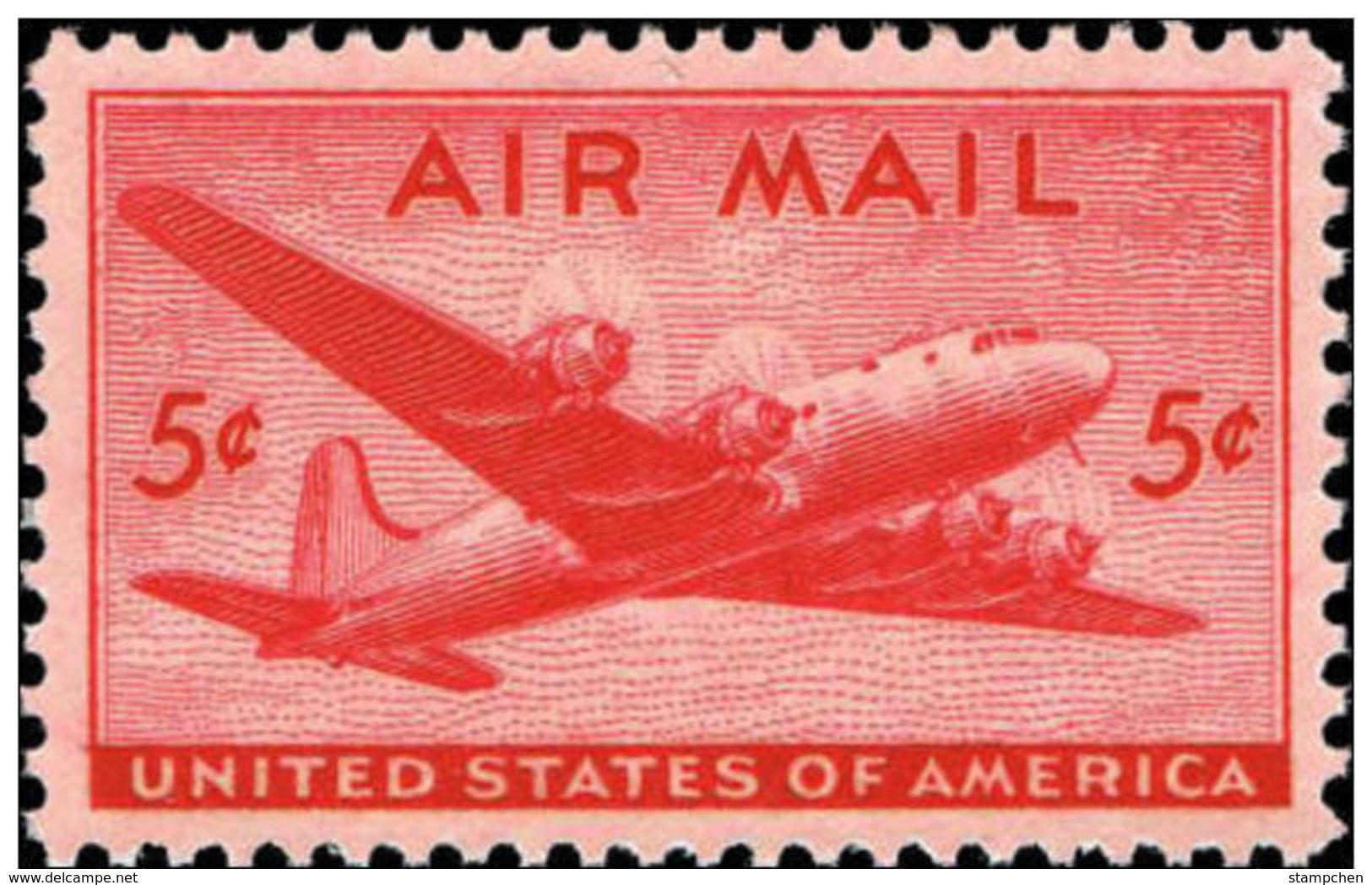 1946 USA Air Mail Stamp DC-4 Skymaster Sc#c32 Post Aircraft Airplane Plane - 2b. 1941-1960 Nuovi