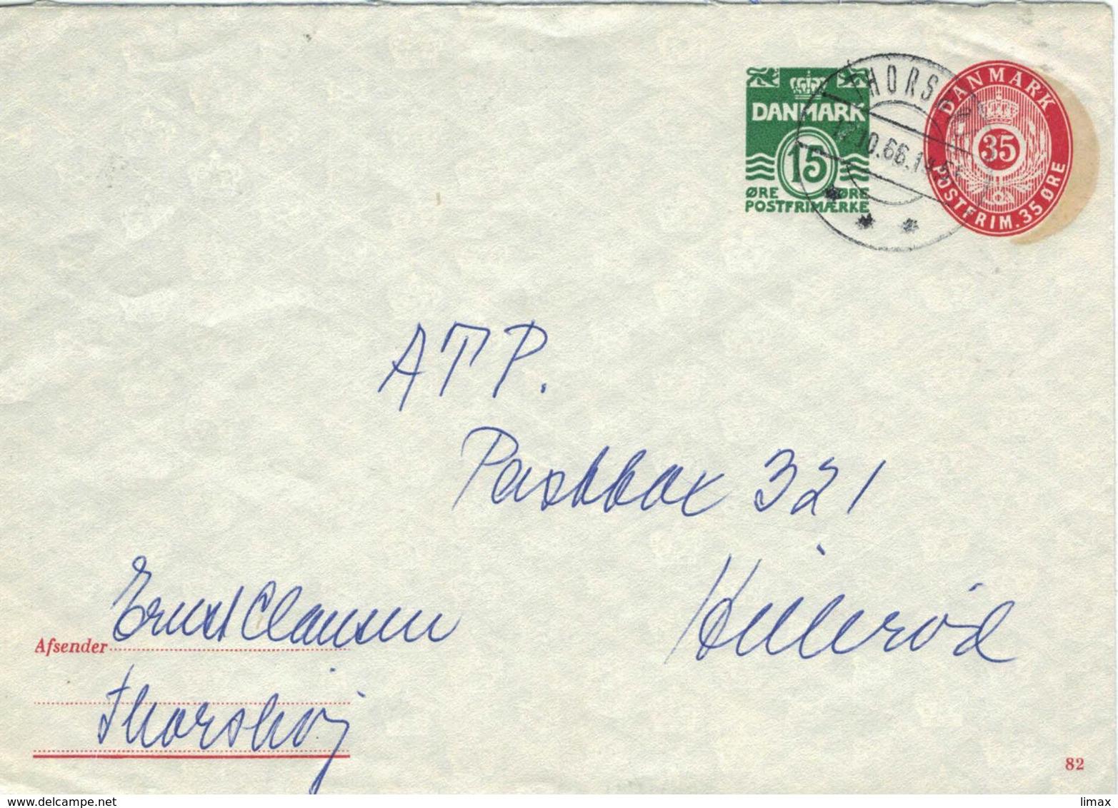 Ganzsachen-Umschlag Thorshoj 1966 - Interi Postali