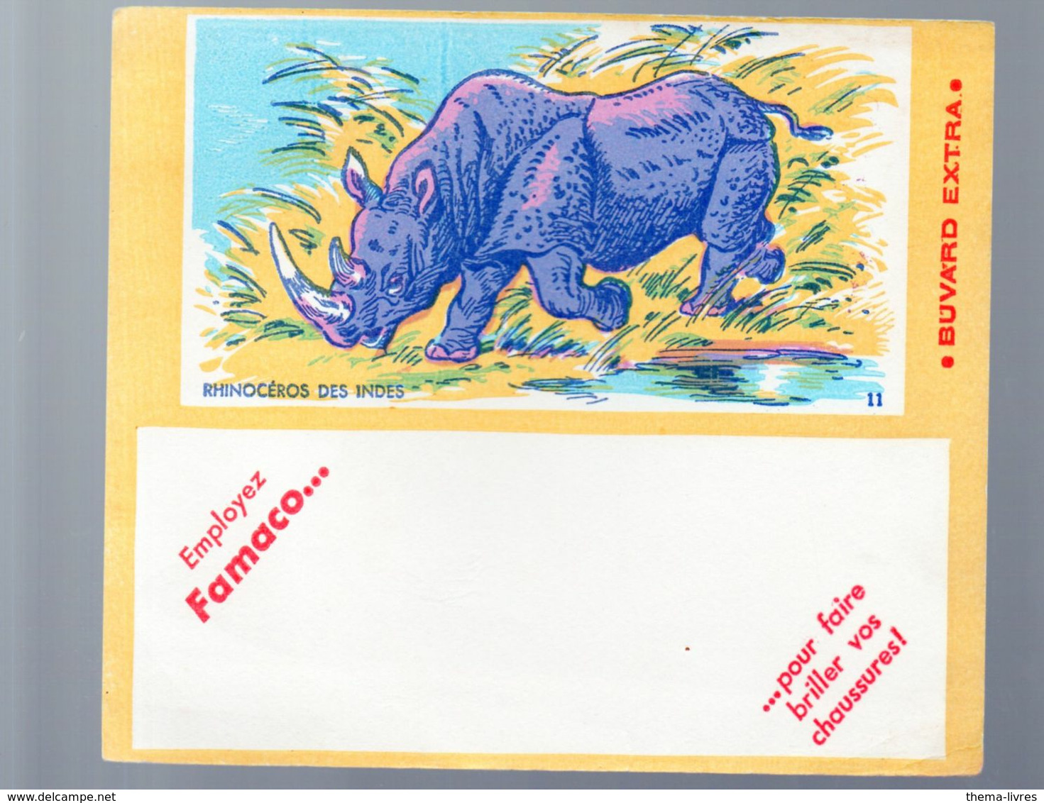 Buvard FAMACO  (cirage)   ; Rhinocéros Des Indes  (M0727) - Produits Ménagers