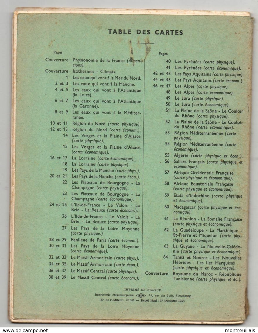 Exercice De Cartographie Par JAQUELIN, Classe De 3ème, Union Française, De 1958, 64 Pages, Les 2 Agraphes Retirées - 0-6 Anni