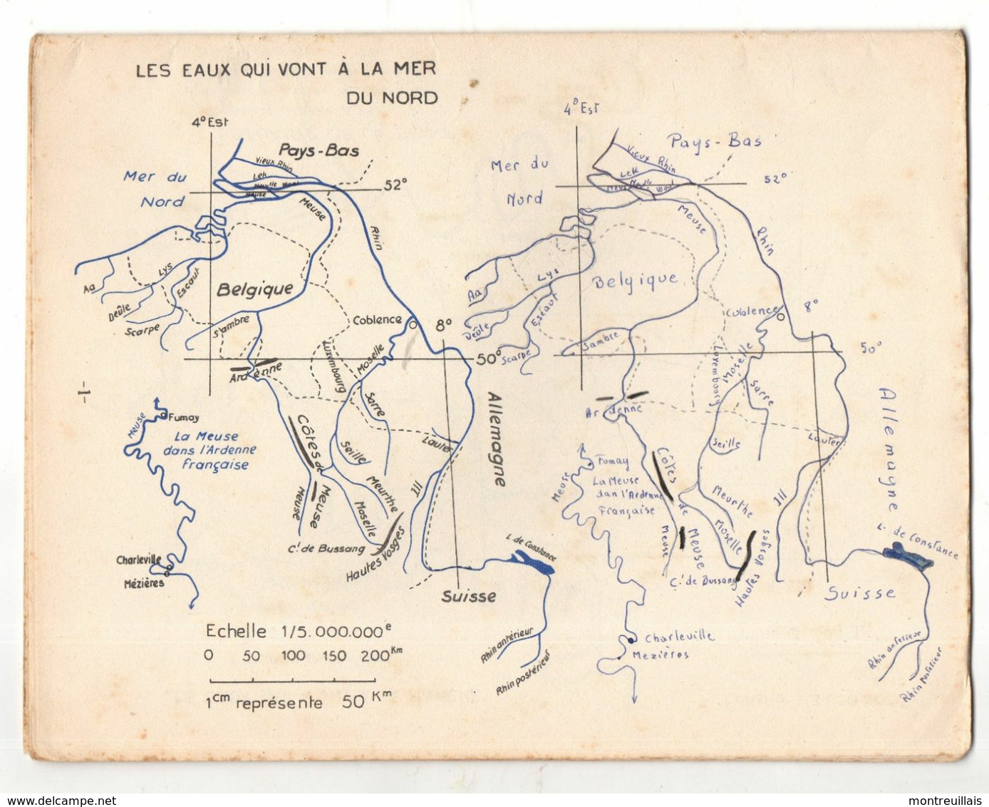 Exercice De Cartographie Par JAQUELIN, Classe De 3ème, Union Française, De 1958, 64 Pages, Les 2 Agraphes Retirées - 0-6 Years Old